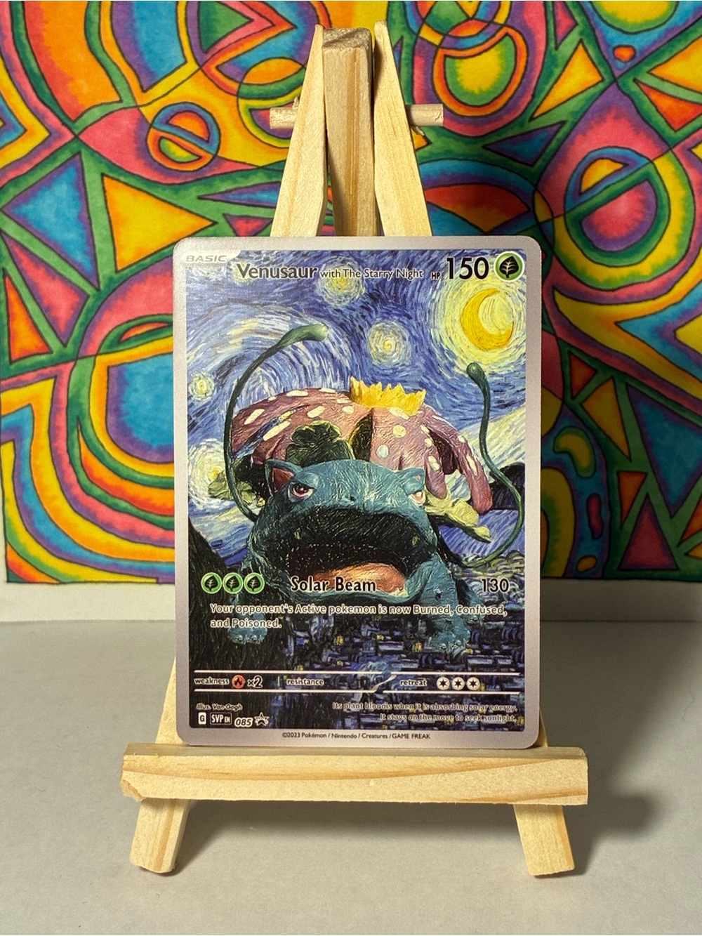 Pokémon Venusaur Fan Art Card Starry Night Van Gogh Style Rare Collectible Green